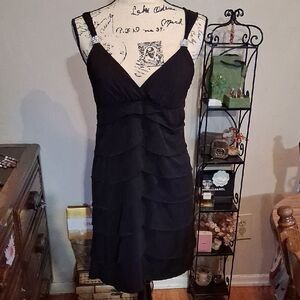 VINTAGE JOYCE LESLIE Y2K/2000's BLACK RHINESTONE TIEREDCOCKTAIL DRESS JR'S LARGE